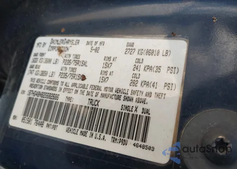 2002 Dodge Dakota Slt from USA, damaged, VIN 1B7HG48N82S682686